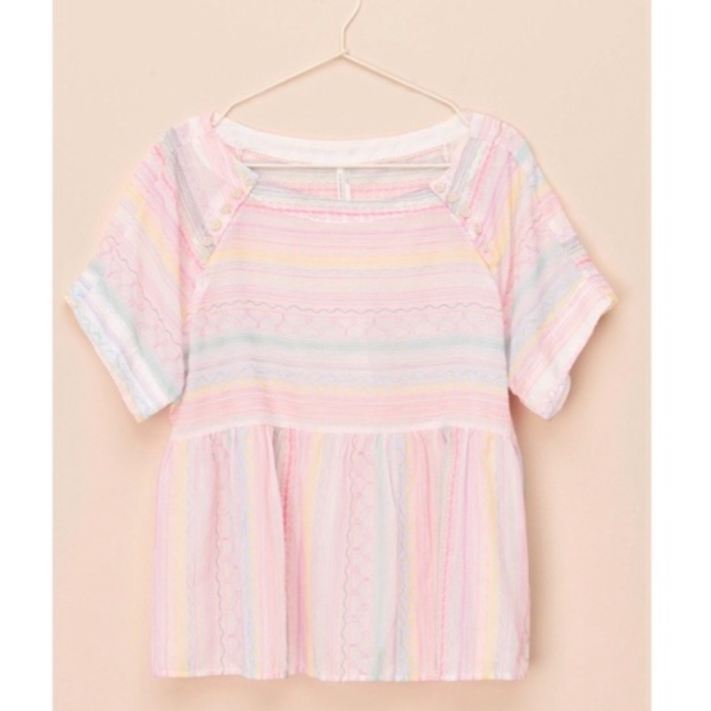 Anthropologie Letty Embroidered Babydoll Top